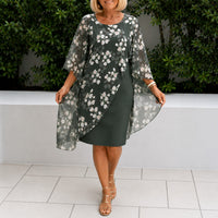 Felleria™ Kleid mit floraler Schicht und raffinierter Silhouette – Grün