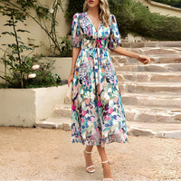 Sandrine - V-Ausschnitt Midikleid – Grün