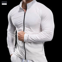 Zevaro | Schnelltrocknende Trainingsjacke für Herren Slim Fit – Weiß