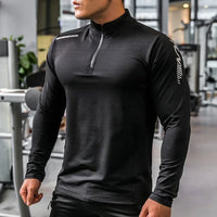 Texaro | Atmungsaktives Kompressionsshirt für Herren Langarm – Pullover - Schwarz