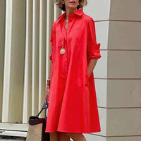 Maris – Lässiges Kleid mit Taschen – Rot
