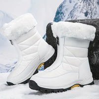 Klezenith | Plateau-Schneestiefel für Frauen, Fashion Front Zipper Plüsch gefütterte Stiefel – Weiß