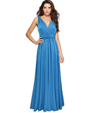 Izzy Maxi-Kleid | Sommerliches Rückenfreies Multiwrap Strandkleid Lang | Brautjungfernkleid – Blau