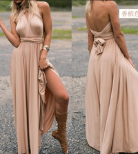 Izzy Maxi-Kleid | Sommerliches Rückenfreies Multiwrap Strandkleid Lang | Brautjungfernkleid – Aprikose