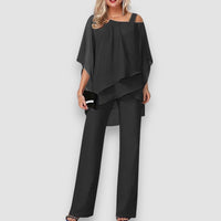 Lilla | Eleganter Zweiteiler mit Cold Shoulder – Schwarz