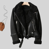 Nicole | Damen Linde Reißverschluss Bikerjacke – Schwarz