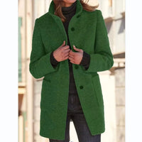 Winterjacke Damen Wintermantel | Lang Mit Knöpfen und Taschen – Grün