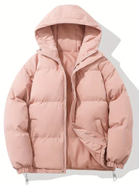 Unisex Winterjacke | Gepolsterte Steppjacke Mit Kapuze – Rosa