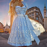 Eveline | Damen Elegantes Warmes Dirndl – Blau