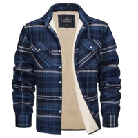 Herren Kariertes Fleecejacke | Freizeit Winterbekleidung – Blau