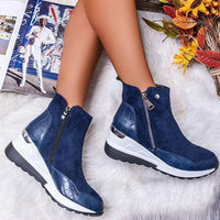 Stiefeletten für Damen mit Gummisohle und Fleecefutter – Stilvoll für Ausflüge und Spaziergänge – Dunkelblau