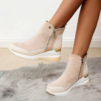 Stiefeletten für Damen mit Gummisohle und Fleecefutter – Stilvoll für Ausflüge und Spaziergänge – Beige