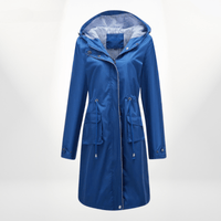 Angelika | Damen Klassisch Kordelzug Regenjacke – Blau