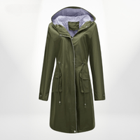 Angelika | Damen Klassisch Kordelzug Regenjacke – Grün