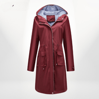 Angelika | Damen Klassisch Kordelzug Regenjacke – Rot