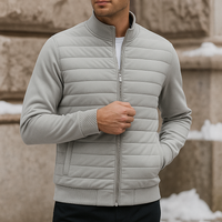 Wattierte Jacke für Herren mit Stehkragen im Business-Stil – Hellgrau