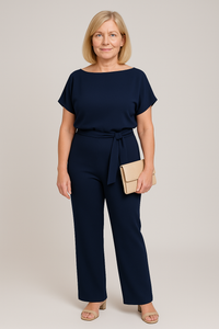 Eleganter Damen Sommer-Jumpsuit - Luftiges Design mit Gürtel für Business und Party – Marine