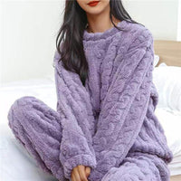 Maria | Weiches Fleece Schlafanzug Set – Lila