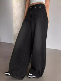 Jessika | Weite Baggy Jeans mit Mittelhohem – Schwarz