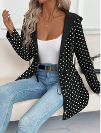 Wendemantel Für Damen Mit Leopardenmuster – Eleganter Und Vielseitiger Stil Für Jeden Anlass – Schwarz mit Punkten