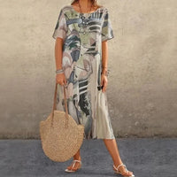 Kunstgalerie™ Kleid mit zeitgenössischem abstraktem Print / Der Stil, der Sie in ein Kunstwerk verwandelt! – Grau