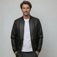 Maverick™ Jacke aus hochwertigem Leder mit minimalistischem Schnitt / Das Must-have für den stilbewussten Mann! – Schwarz
