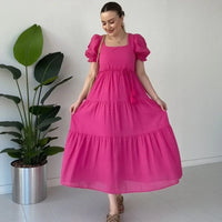 Bella™-Kleid aus strukturierter Viskose mit Prinzessinnenärmeln / Leichtigkeit, Charme und Feminität in jeder Bewegung – Rosa