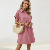 Kleid Hildegard™ aus Hochwertigem Strukturiertem Strick / Klassische Geometrische Struktur und Feminine Haltung! – Rosa