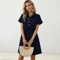 Kleid Hildegard™ aus Hochwertigem Strukturiertem Strick / Klassische Geometrische Struktur und Feminine Haltung! – Marine