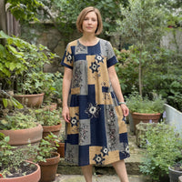 Antonella™ Fließendes Kleid im Barockstil / Eleganter Komfort für jeden Anlass – Detailliertes Blau