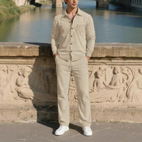 Monte Carlo™ Set mit leichter Textur und Hose mit verstellbarem elastischem Bund – Beige
