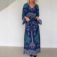 Orlena™- Kaftan Kleid mit kunstvollem Muster und Verstellbarem Taillenband – Blau