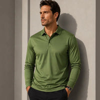Salvatore™ Langarm-Poloshirt aus Premium-Atmungsaktivem Strick – Grün