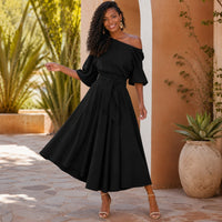 Verona Belle™ Kleid mit Vielseitigem Ausschnitt und Eleganter Taillenbindung – Schwarz