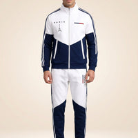 Cassian Paris™ Set mit Stehkragenjacke und Jogginghose – Blau