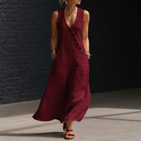 Antonella™ Midikleid mit Eleganten Knöpfen und V-Ausschnitt – Bordeaux