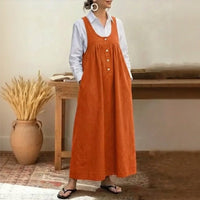 Meadow™ Kleid Im Latzkleid-Stil Mit Minimalistischen Knöpfen Vorne – Orange