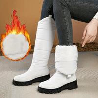 Dreicela | Modische Mid-Calf Winter-Schneestiefel für Frauen – Weiß