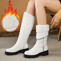 Klemitra | Modische und vielseitige Damen-Schneestiefel mit Seitenreißverschluss – Weiß