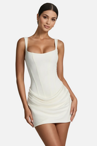 Sigrid | Damen Elegantes Mini Abendkleid – Weiß