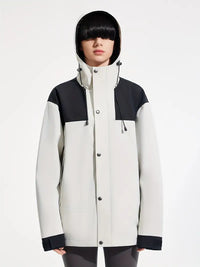 Keyvyn | Plus Size Frauen Colorblock lässig winddicht wasserdicht Jacke – Weiß