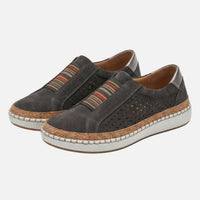 Hanna | Damen Wildleder Slip-On Plateau Sneaker Perforation – Plateau Slip-On – Schwarz