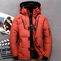 Winterjacke Damen Gefütterte Kapuzenjacke mit Reißverschlusstaschen für kalte Tage – Rot