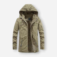 Moderne Herren Winterjacke mit Kapuze und lässiger Passform – Beige