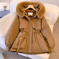 Winderose | Warmer Mantel mit Kordelzug – Khaki