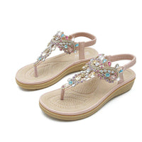 Ivanna - Strassbesetzte böhmische Freizeit-Sandalen – Rosa