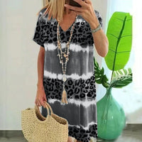 Irene - Leopard Sommerkleid – Grau