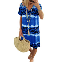 Irene - Leopard Sommerkleid – Blau