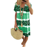 Irene - Leopard Sommerkleid – Grün