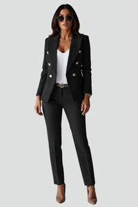 Johanna | Damen Lässig Blazer Anzug Set – Schwarz